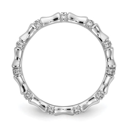 14K Weißgold Ring mit natürlichen Diamanten im Bambus-Design
