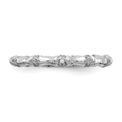 14K Weißgold Diamant Fantasie Bamboo Ring