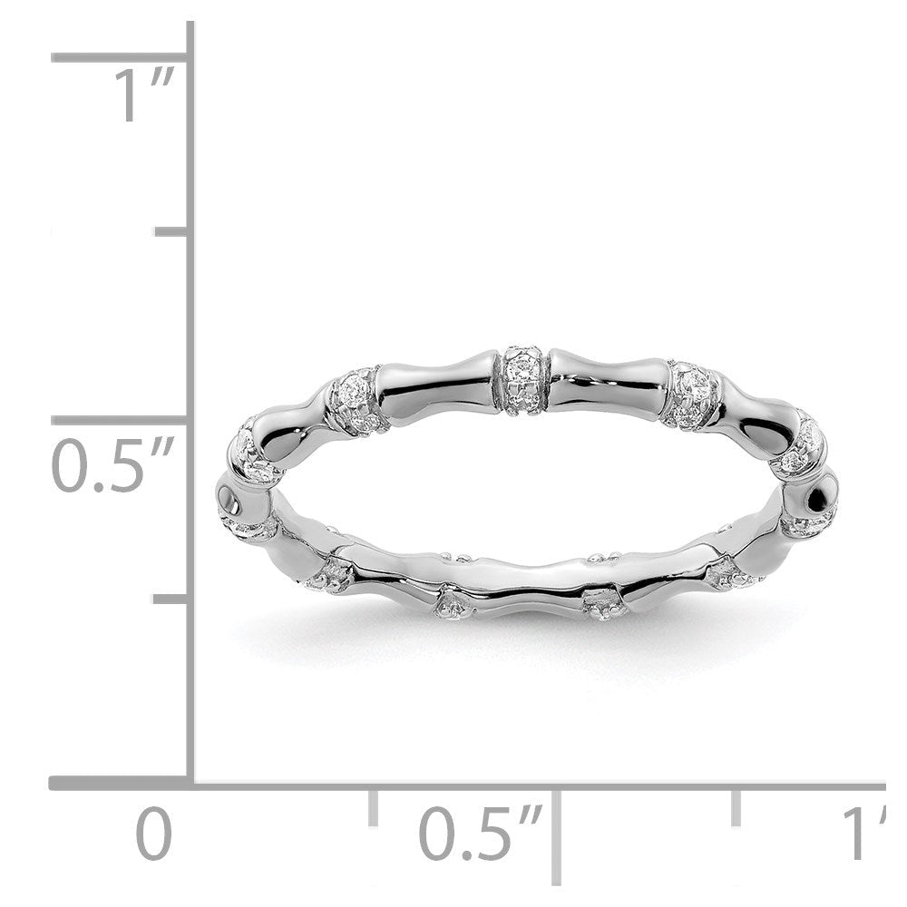 14K Weißgold Diamant Fantasie Bamboo Ring