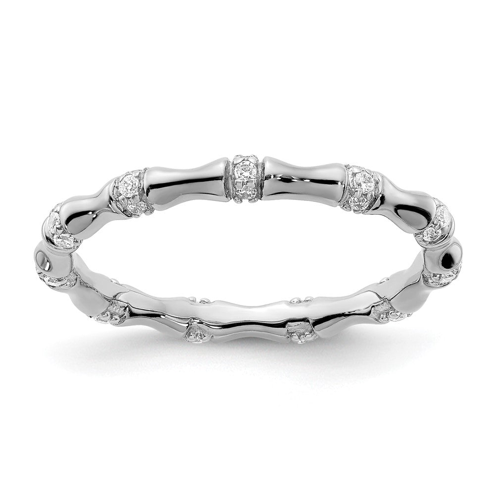 14K Weißgold Diamant Fantasie Bamboo Ring