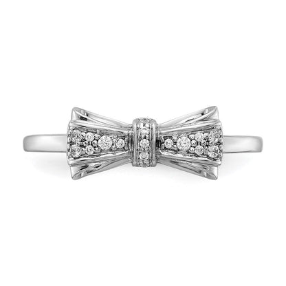 14K Weißgold Ring mit natürlichen Diamanten in Schleifenform