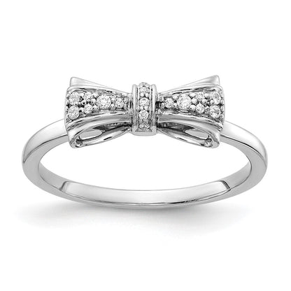 14K Weißgold Ring mit natürlichen Diamanten in Schleifenform