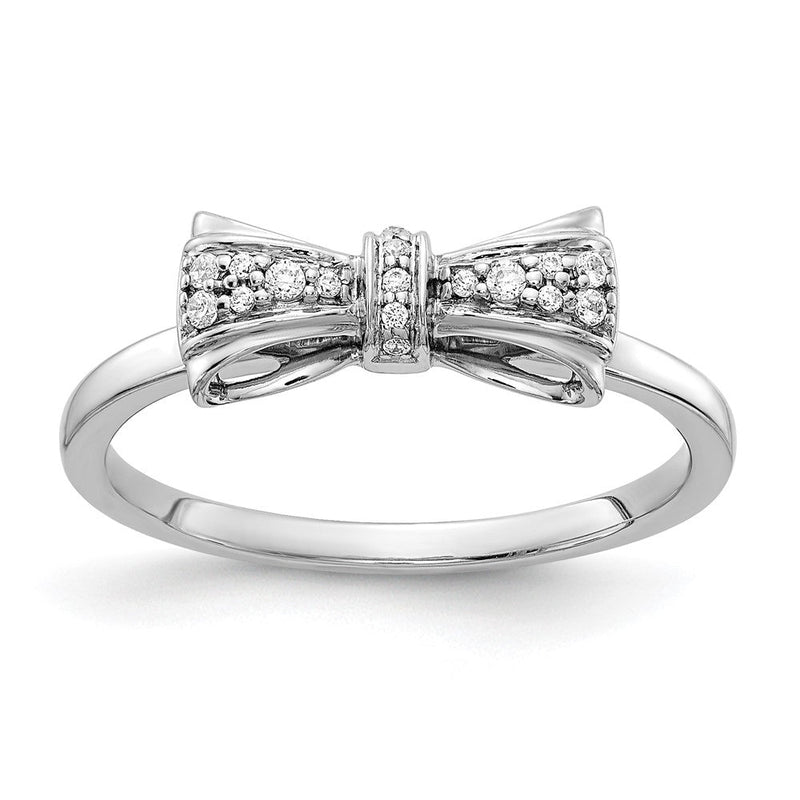 14K Weißgold Ring mit natürlichen Diamanten in Schleifenform