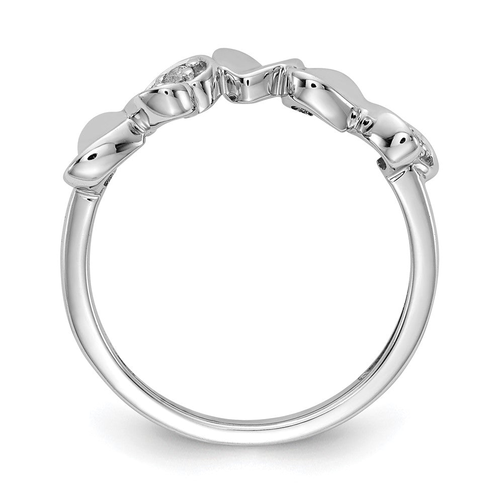 14K Weißgold Ring mit natürlichen Diamant-Herzen