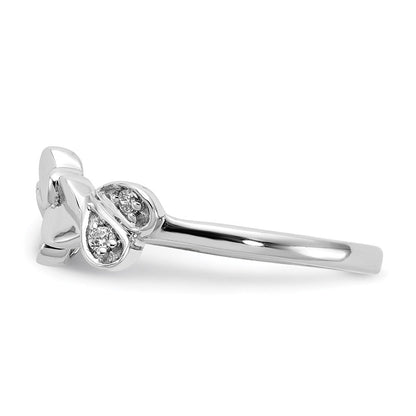 14K Weißgold Ring mit natürlichen Diamant-Herzen