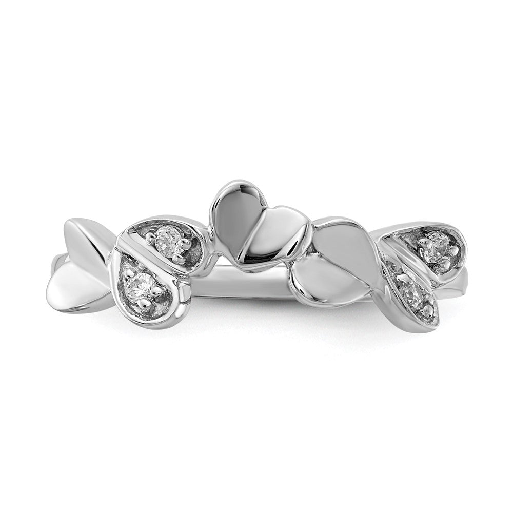 14K Weißgold Ring mit natürlichen Diamant-Herzen