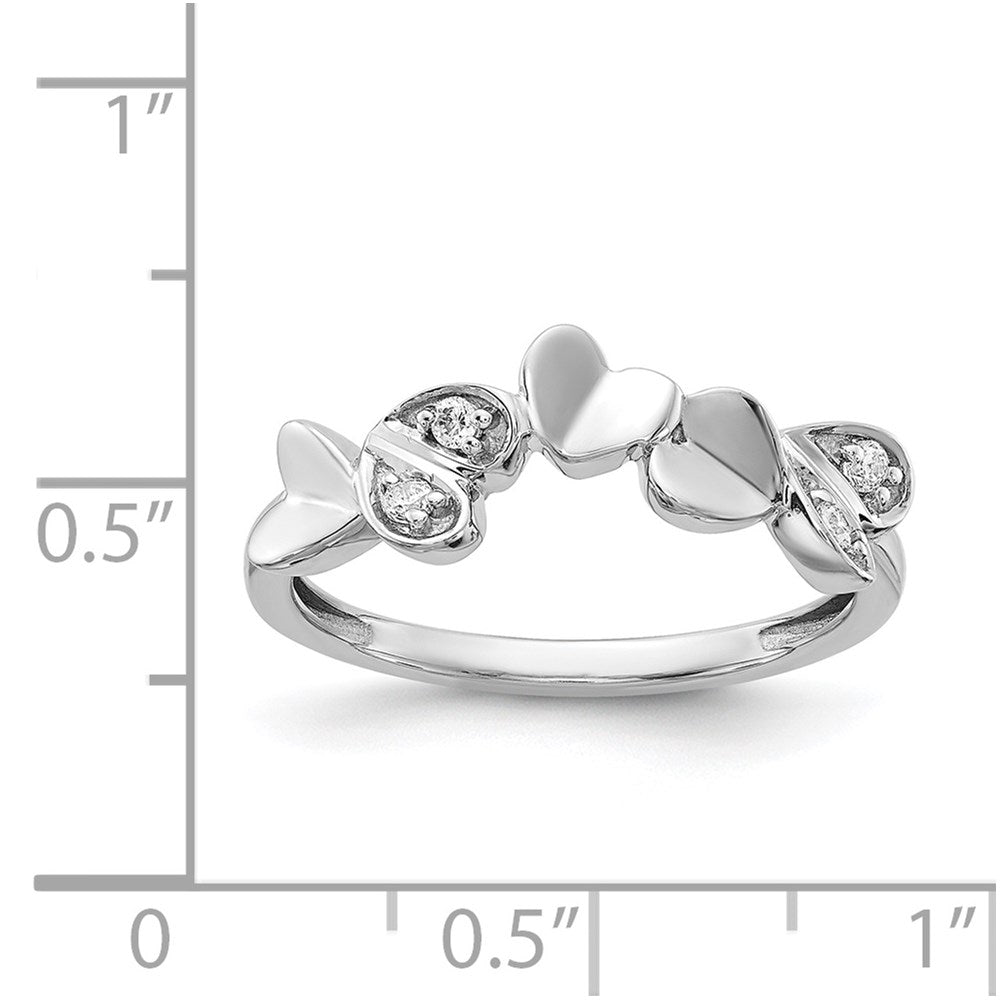 14K Weißgold Ring mit natürlichen Diamant-Herzen