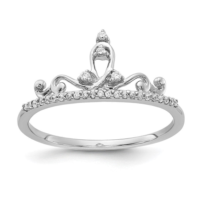 14K Weißgold Ring mit natürlichen Diamanten, Tiara-Design