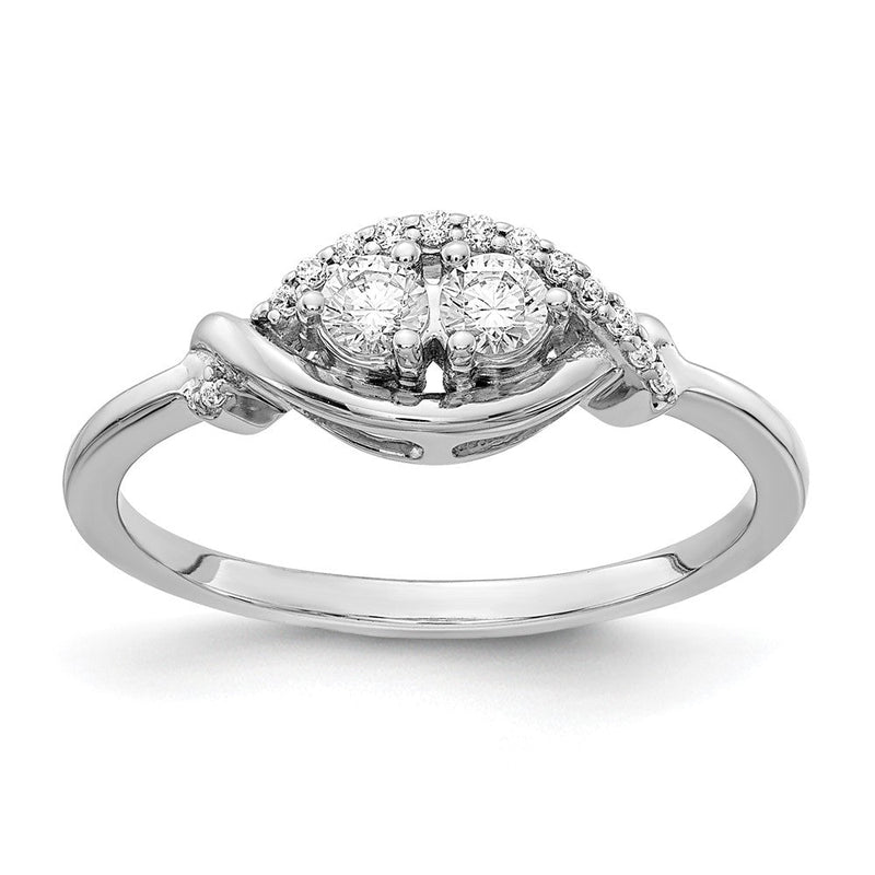 14K Weißgold Diamant-Ring mit Fantasieschliff