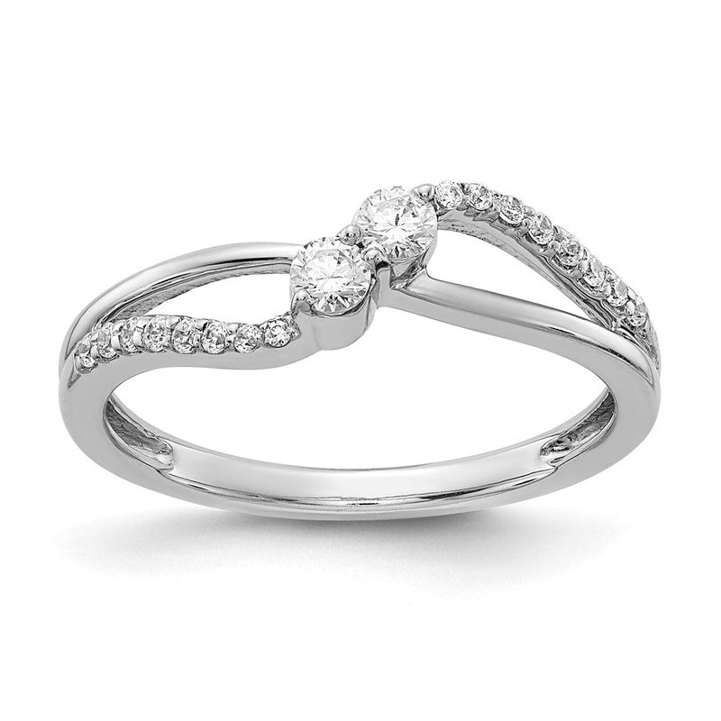 14K Weißgold Ring mit natürlichen Diamanten im Fashion-Design
