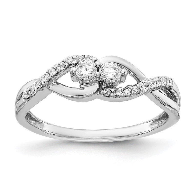 14K Weißgold Ring mit natürlichen Diamanten, Fashion-Design