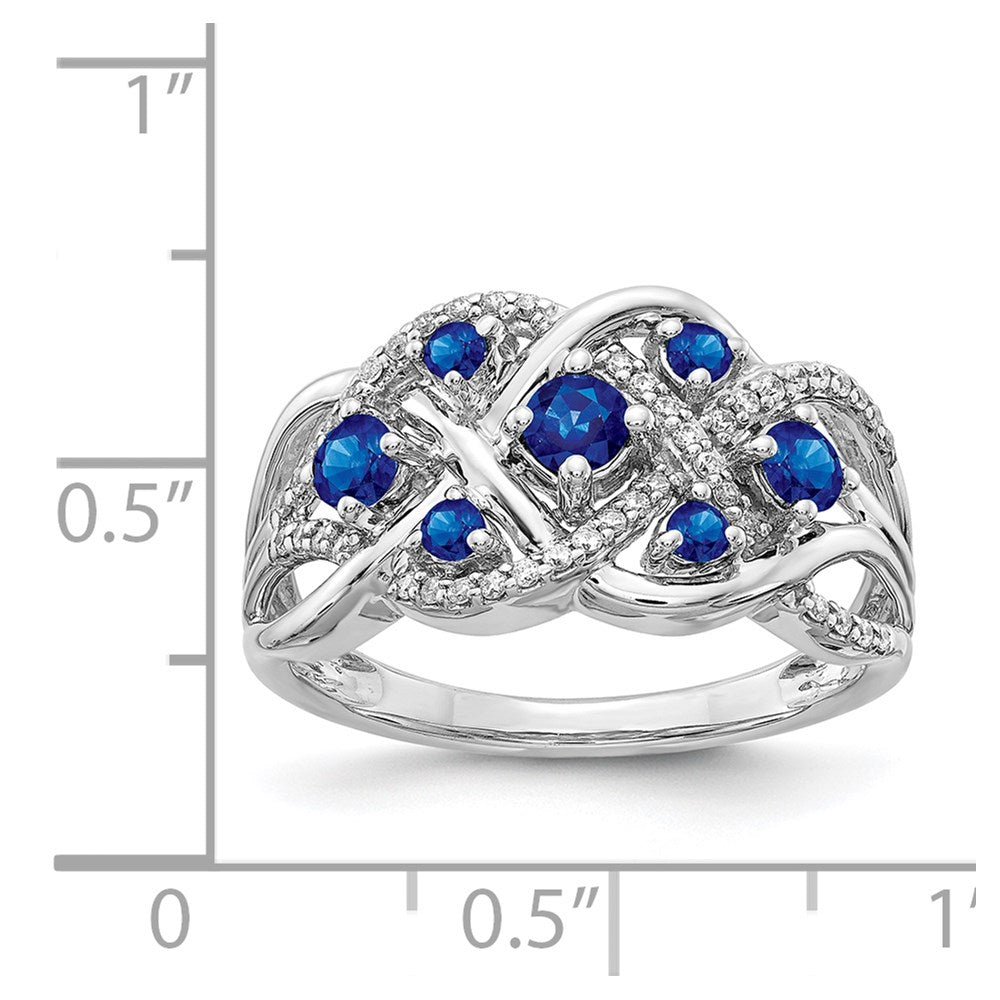 14K Weißgold Echt Diamant und Saphir Fantasie Ring