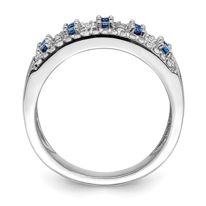 14K Weißgold Echt Diamant und Saphir Fantasie Ring