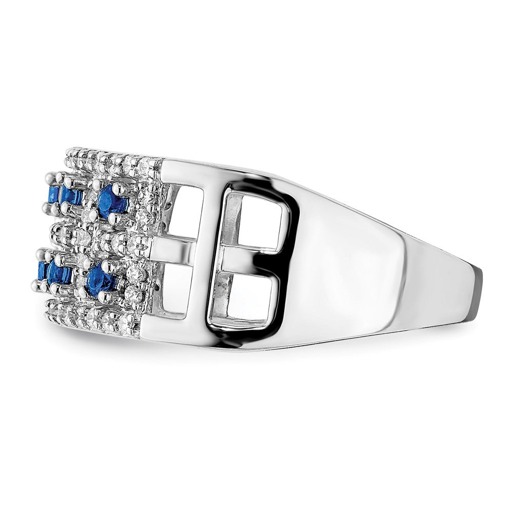 14K Weißgold Echt Diamant und Saphir Fantasie Ring