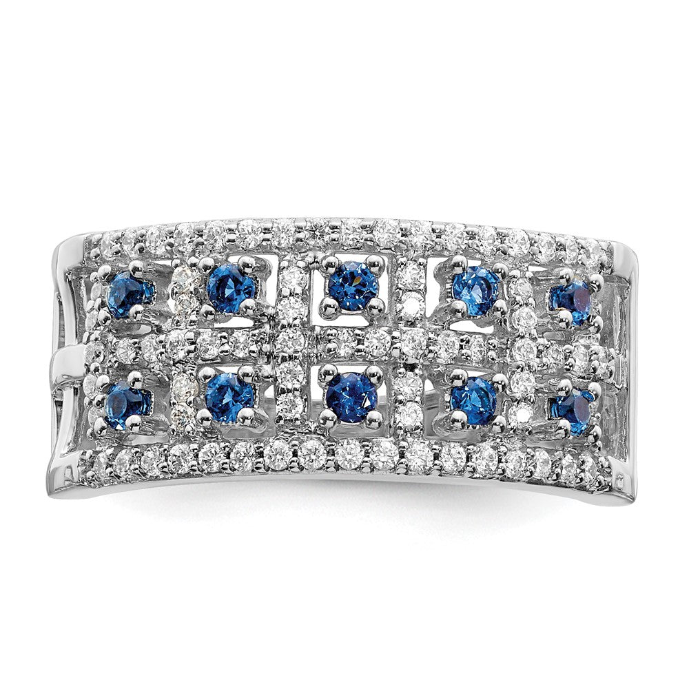 14K Weißgold Echt Diamant und Saphir Fantasie Ring