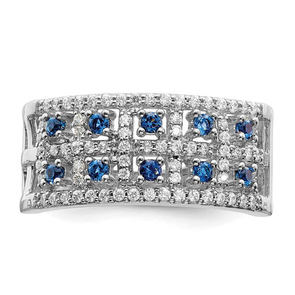 14K Weißgold Echt Diamant und Saphir Fantasie Ring