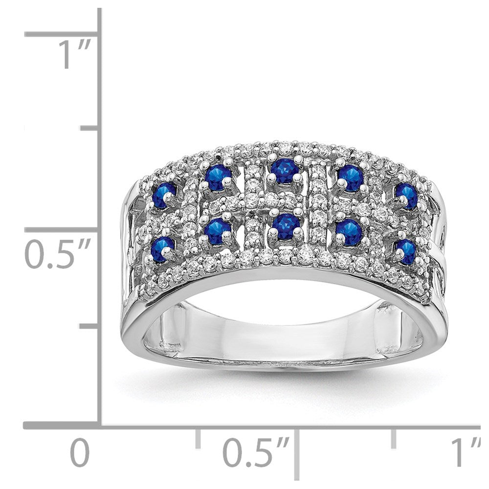 14K Weißgold Echt Diamant und Saphir Fantasie Ring