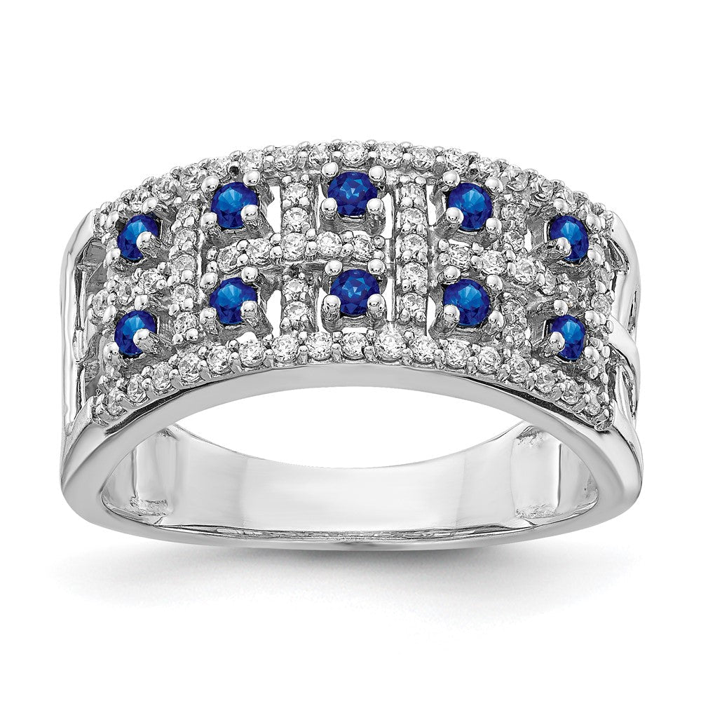 14K Weißgold Echt Diamant und Saphir Fantasie Ring