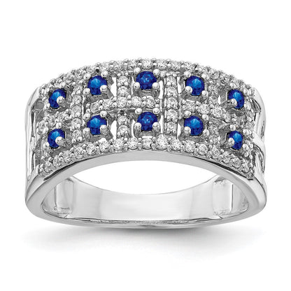 14K Weißgold Echt Diamant und Saphir Fantasie Ring