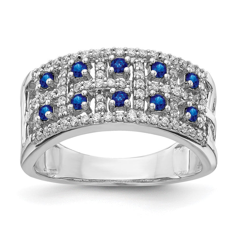 14K Weißgold Echt Diamant und Saphir Fantasie Ring