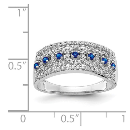 14K Weißgold Ring mit natürlichen Diamanten und blauen Saphiren, Fashion-Design