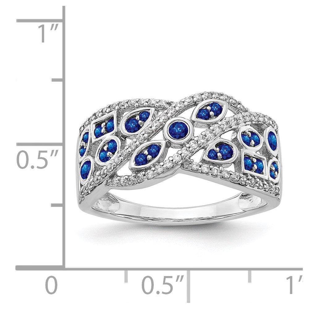 14K Weißgold Echt Diamant und Saphir Fantasie Ring