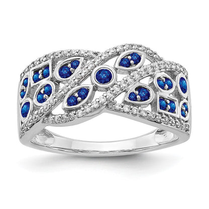 14K Weißgold Echt Diamant und Saphir Fantasie Ring