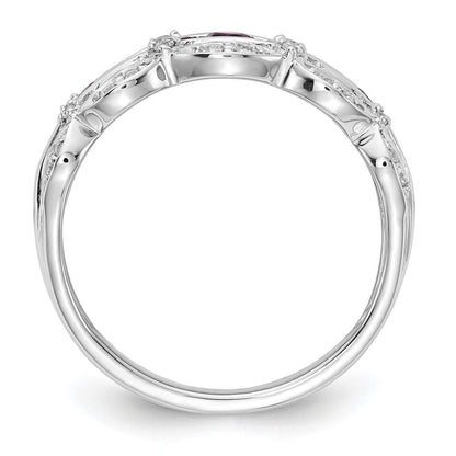 14K Weißgold Ring mit 0,2 ct. im Labor gezüchteten Diamanten VS/SI+ G+ und im Labor gezüchteten Rubinen, ausgefallenes Design