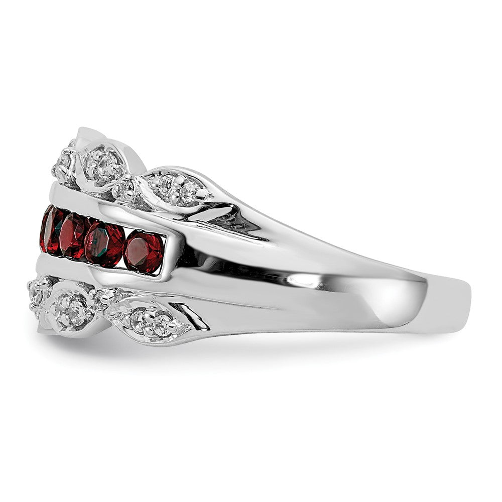 14K Weißgold Ring mit 0,2 ct. im Labor gezüchteten Diamanten VS/SI+ G+ und im Labor gezüchteten Rubinen, ausgefallenes Design