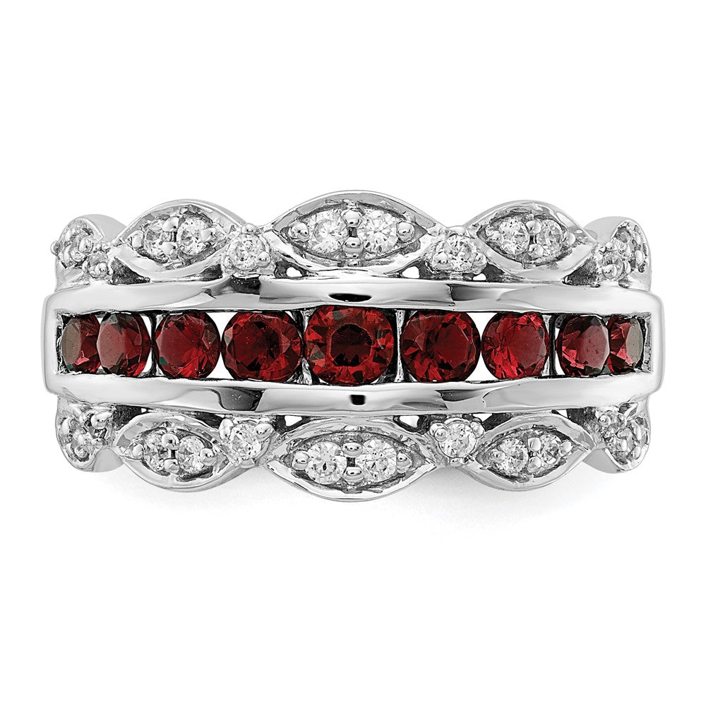 14K Weißgold Ring mit 0,2 ct. im Labor gezüchteten Diamanten VS/SI+ G+ und im Labor gezüchteten Rubinen, ausgefallenes Design