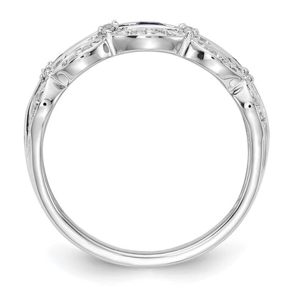 14K Weißgold Ring mit 0,2 ct. im Labor gezüchtetem Diamant VS/SI+ G+ und im Labor gezüchtetem blauem Saphir, Fancy