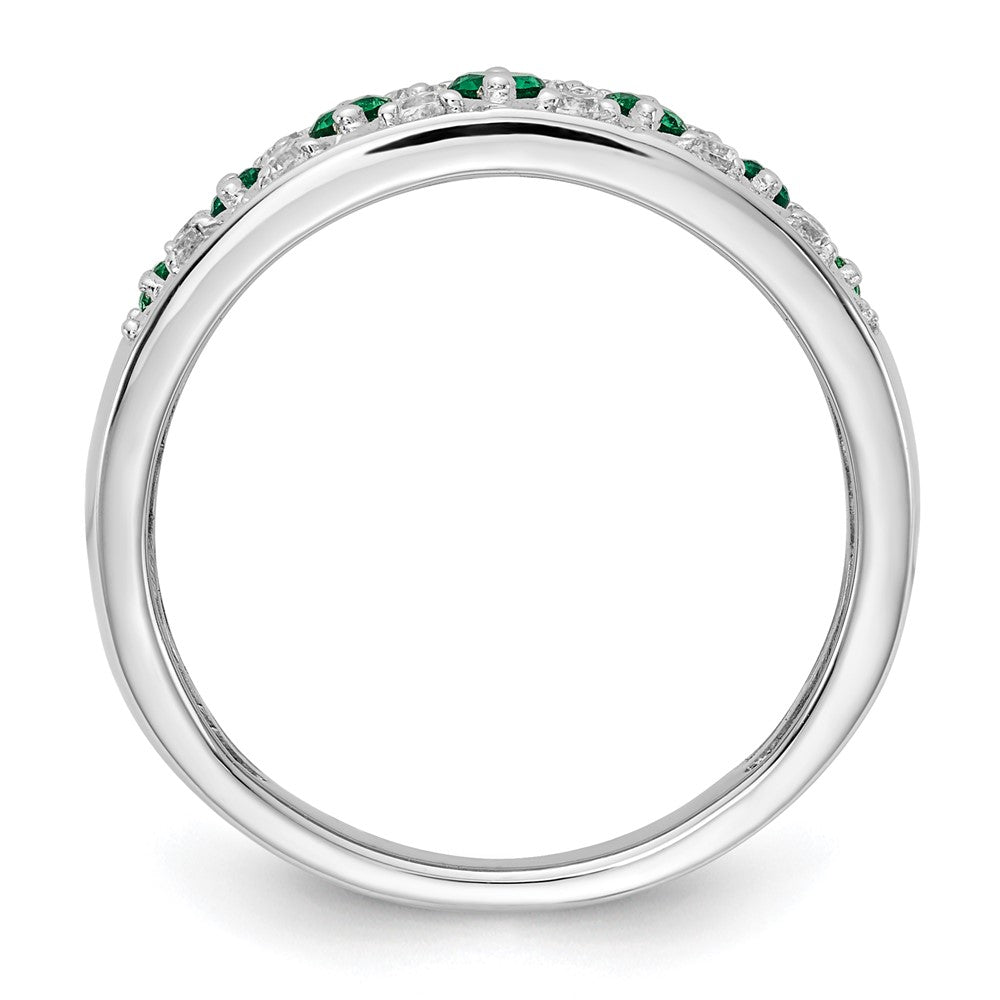 14K Weißgold Ring mit 0,2 ct. im Labor gezüchteten Diamanten VS/SI+ G+ und im Labor gezüchteten Smaragden, Fancy