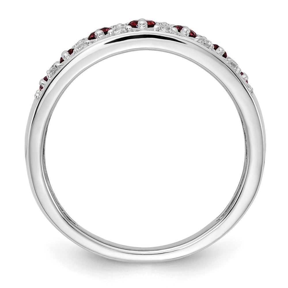 14K Weißgold Ring mit 0,2 ct. im Labor gezüchteten Diamanten VS/SI+ G+ und im Labor gezüchtetem Rubin, Fancy-Schliff