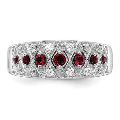 14K Weißgold Ring mit 0,2 ct. im Labor gezüchteten Diamanten VS/SI+ G+ und im Labor gezüchtetem Rubin, Fancy-Schliff