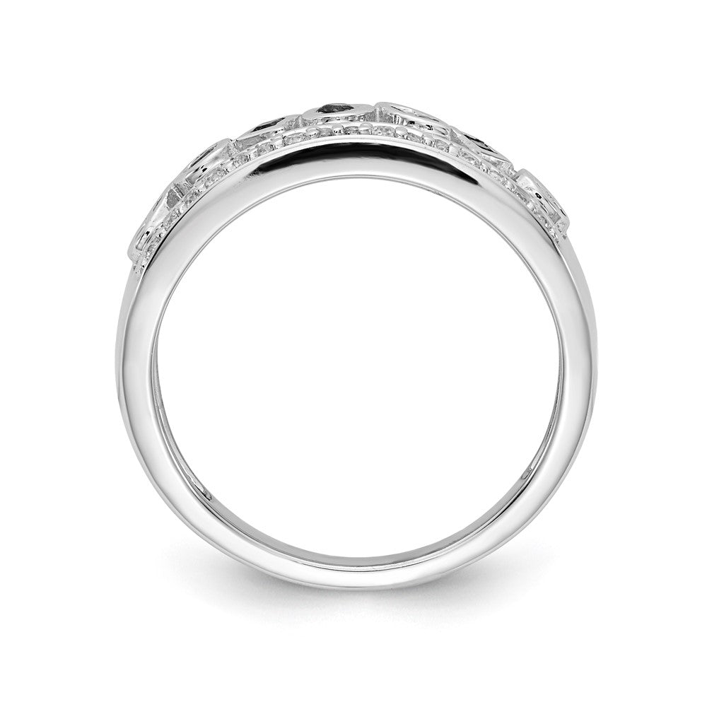 14K Weißgold Ring mit echten Diamanten und Smaragden, Fancy-Design