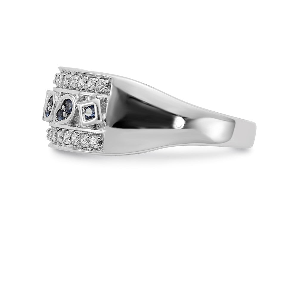 14K Weißgold Ring mit natürlichen Diamanten und blauen Saphiren, Fashion-Design