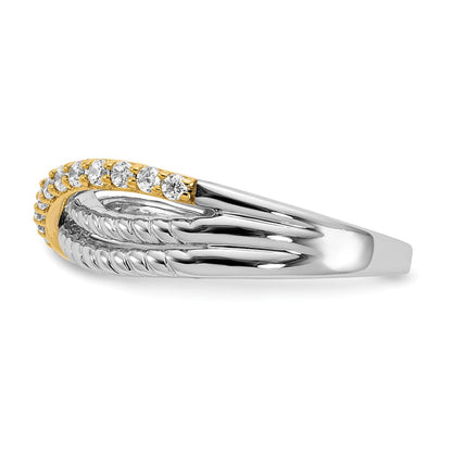 14K Bicolor Ring mit 0,25 ct. gezüchteten Diamanten VS/SI+ G+ in Twist-Design