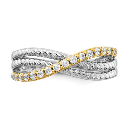 14K Bicolor Ring mit 0,25 ct. gezüchteten Diamanten VS/SI+ G+ in Twist-Design