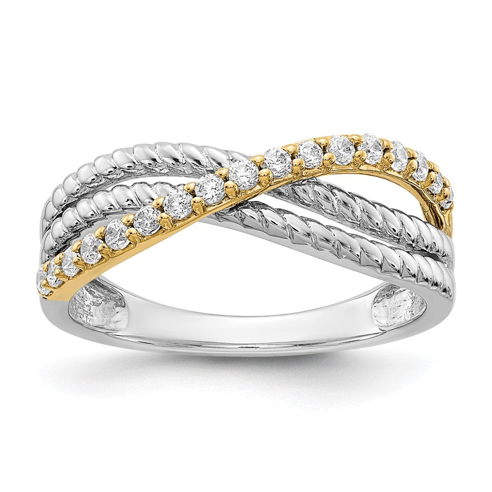 14K Bicolor Ring mit 0,25 ct. gezüchteten Diamanten VS/SI+ G+ in Twist-Design