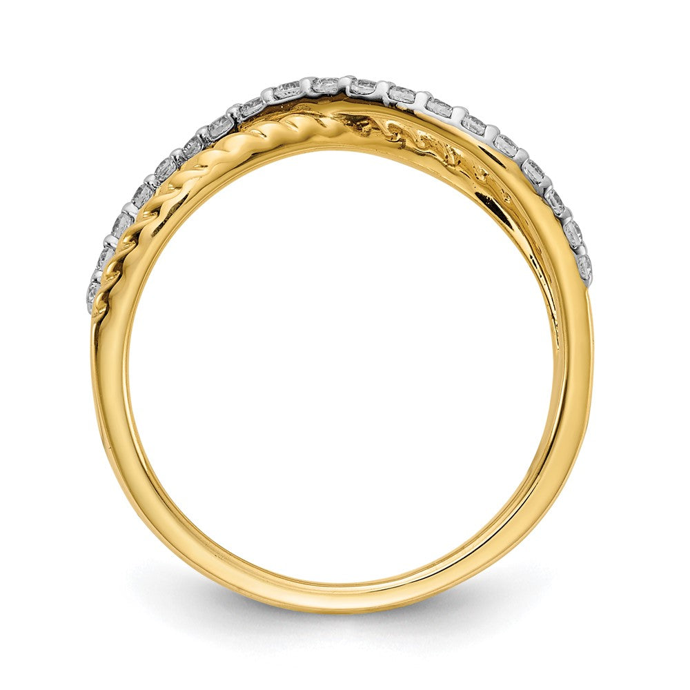 14K Gelbgold & Rhodium Fashion-Ring mit natürlichen Diamanten 0,19 ct. Gesamtgewicht