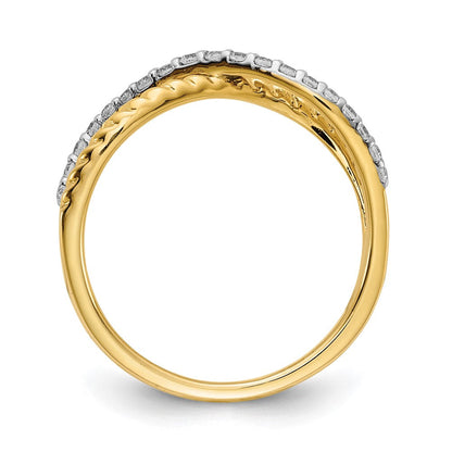 14K Gelbgold & Rhodium Fashion-Ring mit natürlichen Diamanten 0,19 ct. Gesamtgewicht