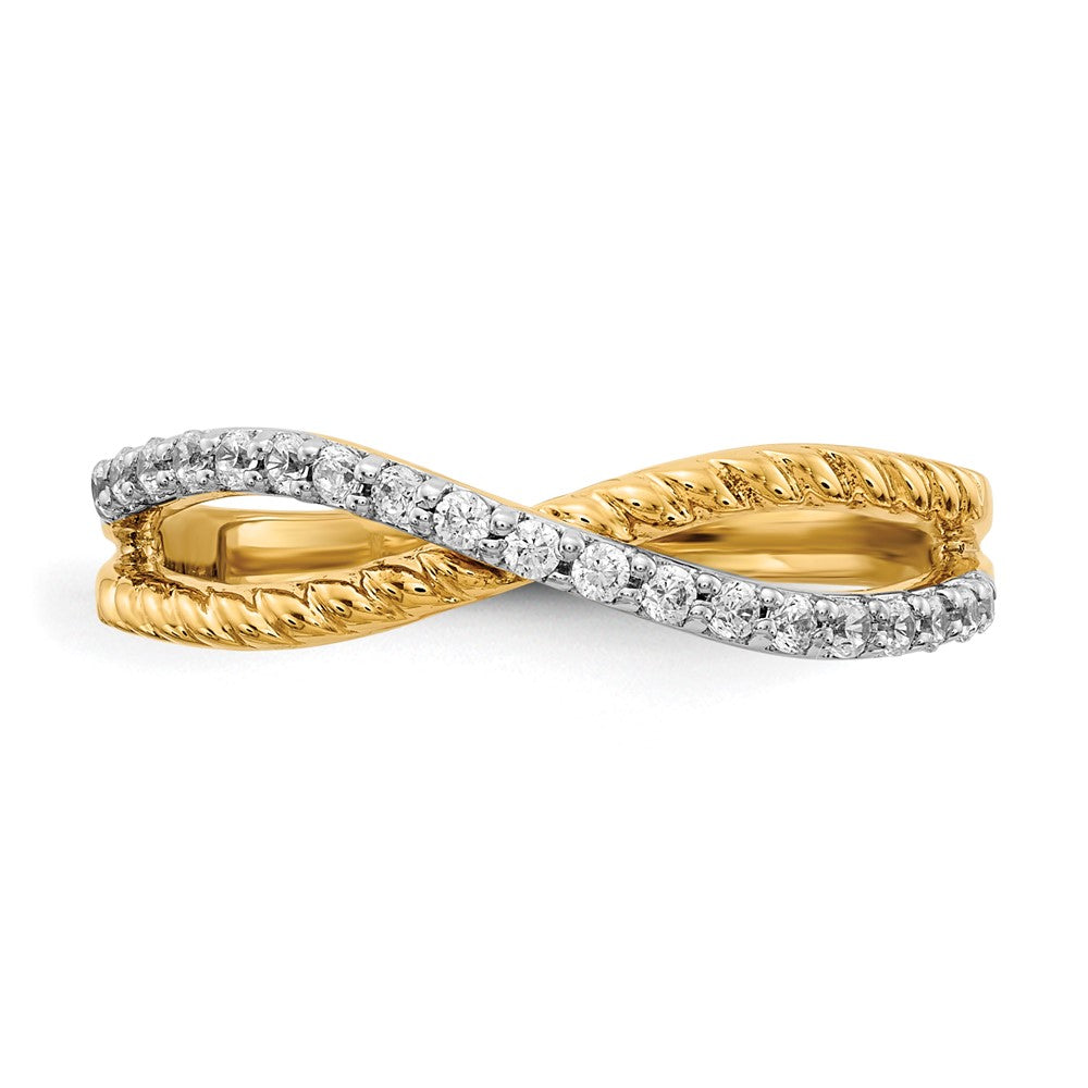 14K Gelbgold & Rhodium Fashion-Ring mit natürlichen Diamanten 0,19 ct. Gesamtgewicht