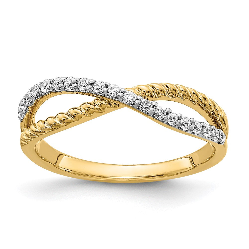 14K Gelbgold & Rhodium Fashion-Ring mit natürlichen Diamanten 0,19 ct. Gesamtgewicht