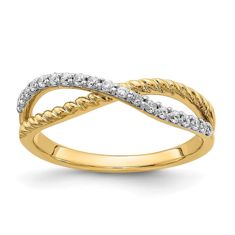 14K Gelbgold & Rhodium Fashion-Ring mit natürlichen Diamanten 0,19 ct. Gesamtgewicht