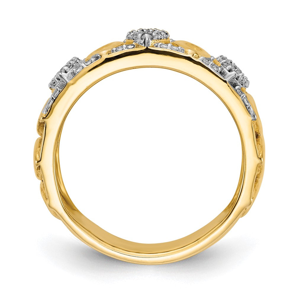 14K Gelbgold Ring mit natürlichen Diamanten, ausgefallenes Design
