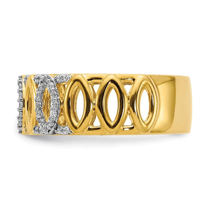 14K Gelbgold Ring mit natürlichen Diamanten, ausgefallenes Design