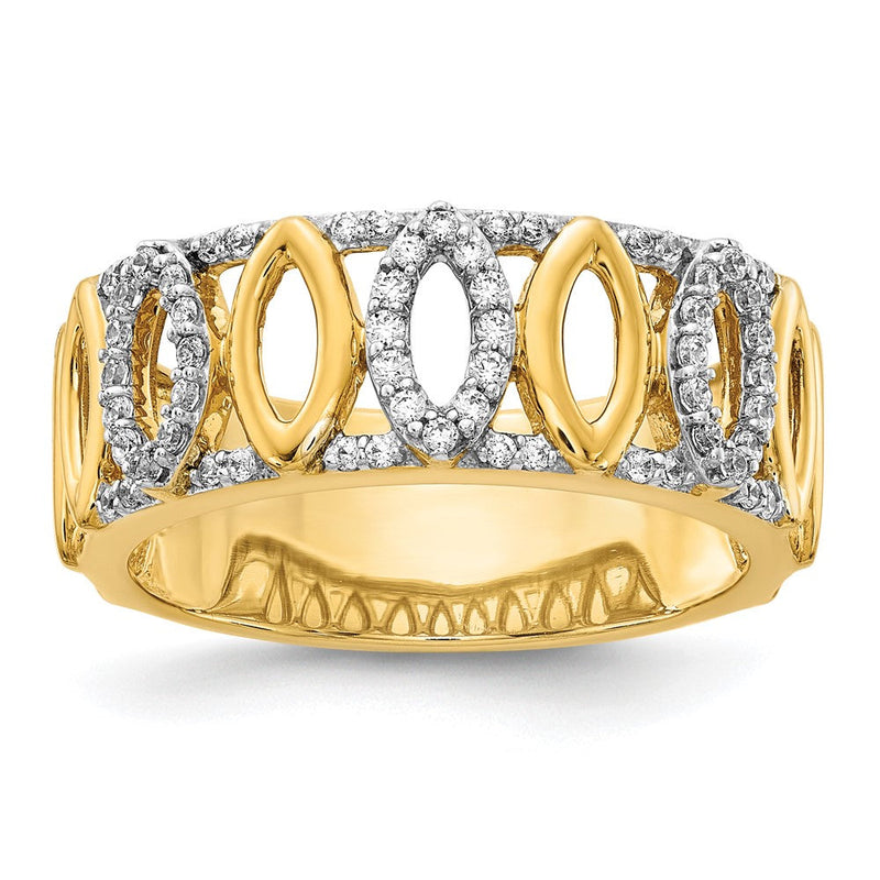 14K Gelbgold Ring mit natürlichen Diamanten, ausgefallenes Design