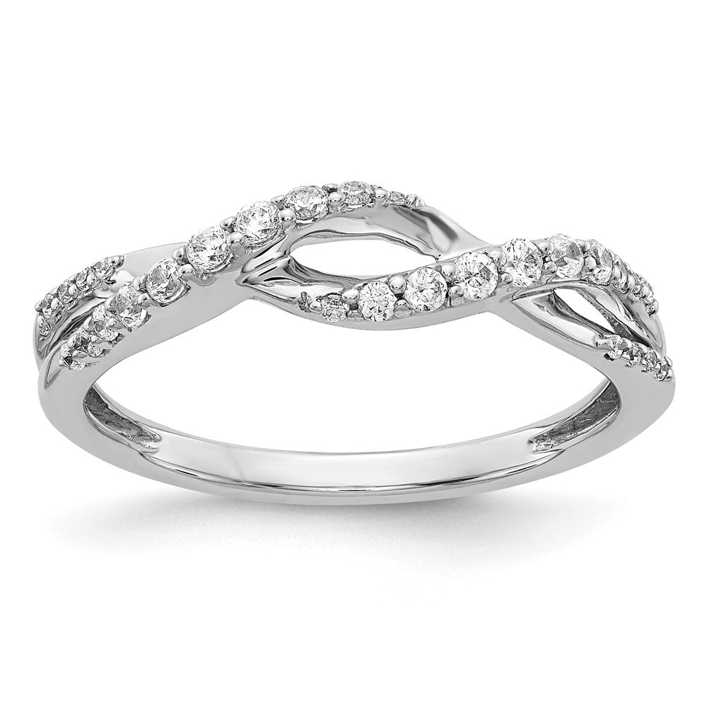 14K Weißgold Ring mit natürlichen Diamanten im ausgefallenen Twist-Design
