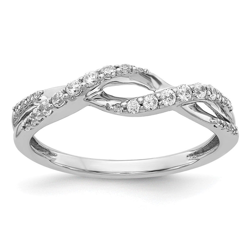 14K Weißgold Ring mit natürlichen Diamanten im ausgefallenen Twist-Design