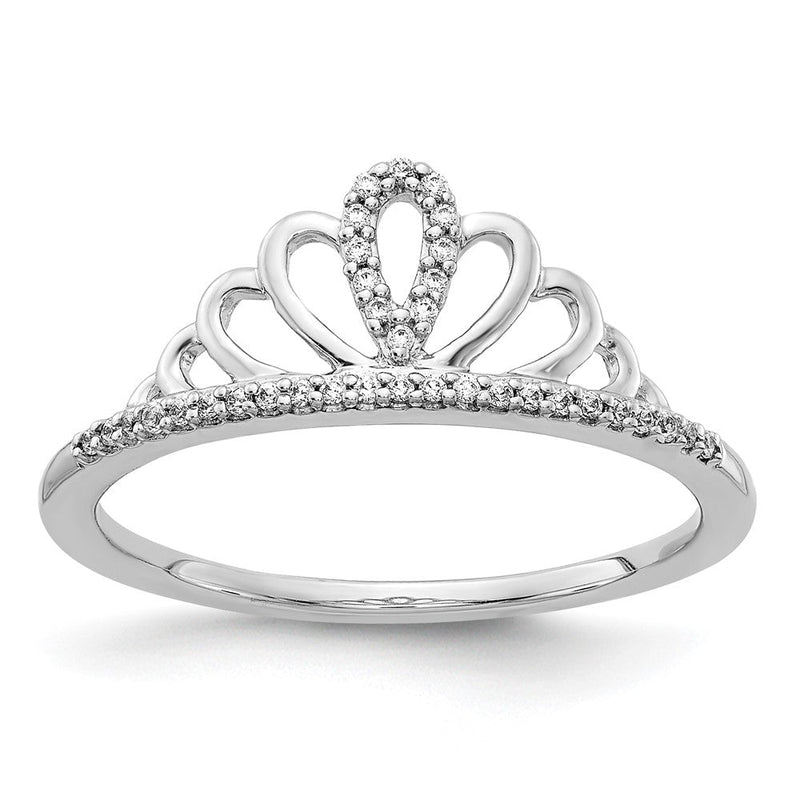 14K Weißgold Ring mit natürlichen Diamanten in Tiara-Optik